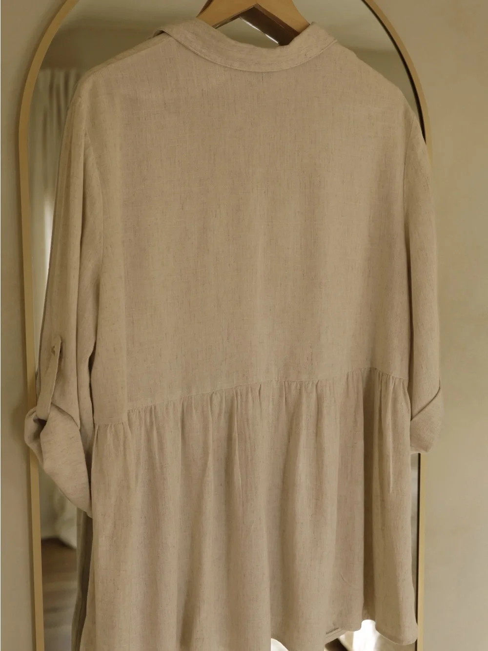 Beige Linen Blend Blouse - Picture 2 of 7